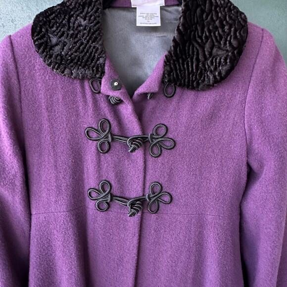 Vintage American Girl Sugar Plum Sugarplum Coat Wool Faux Fur Trim Size 12 EUC - Picture 2 of 10